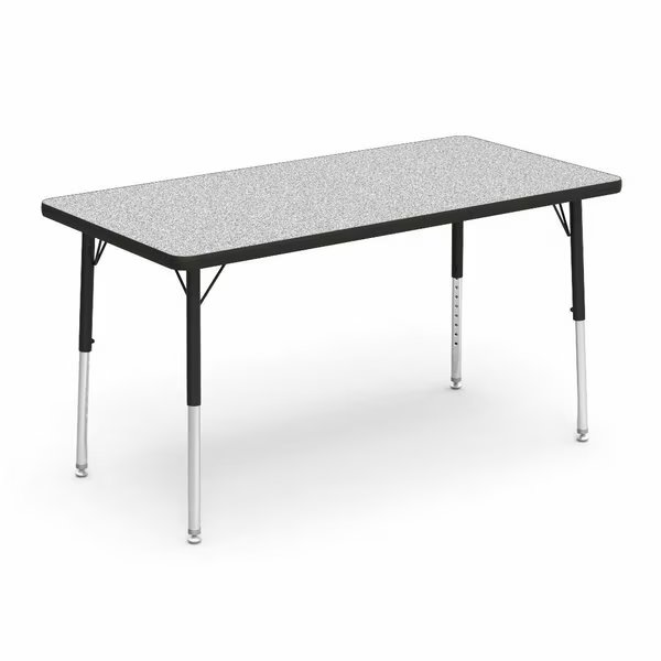 24 in. W X 48 in. L X 17-25 in. H, Grey Nebula Top / Black Edge, Virco, Mfr#: 482448LO